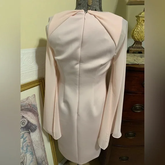 Calvin Klein Chiffon Popover Midi Dress Pale Pink Women’s Size 6 NEW - Picture 10 of 11